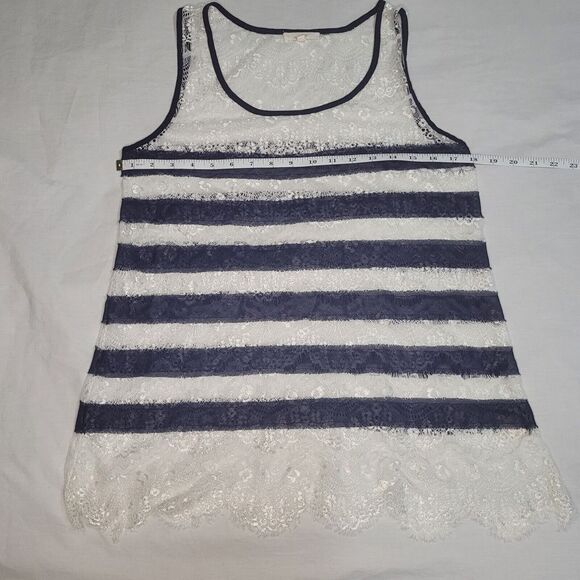 Mystree Anthropologie Sheer Lace Sleeveless Blouse Tank Top Medium‎ Romantic - Picture 7 of 10